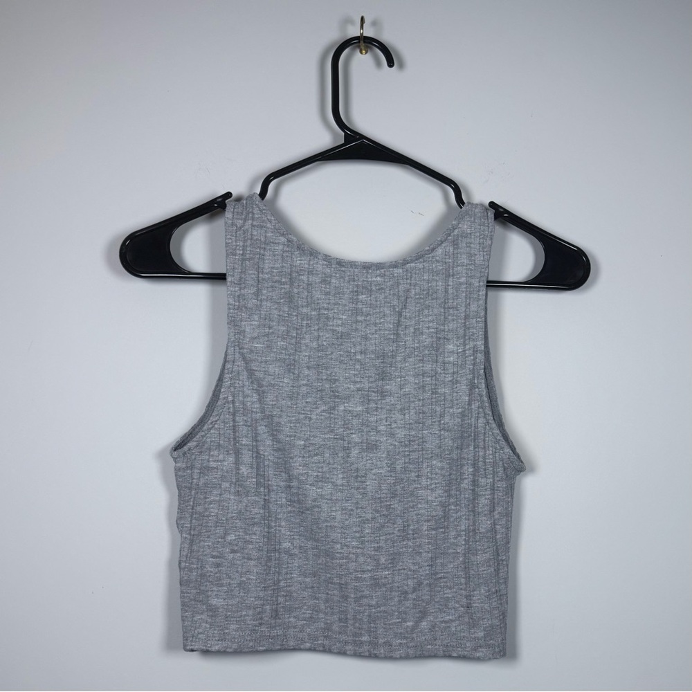 Gray Ribbed Crop Top - Picture 5 of 7